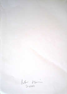 A4 piece of paper touched by Meryl Streep and signed by Peter Harris (2000)