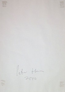 A4 piece of paper touched by Michael Palin and signed by Peter Harris (2000)